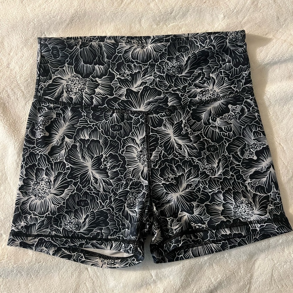 Black and white floral print shorts
